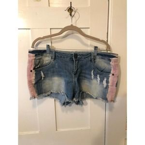 Sz 15 Tie Died Jean Shorts frayed
